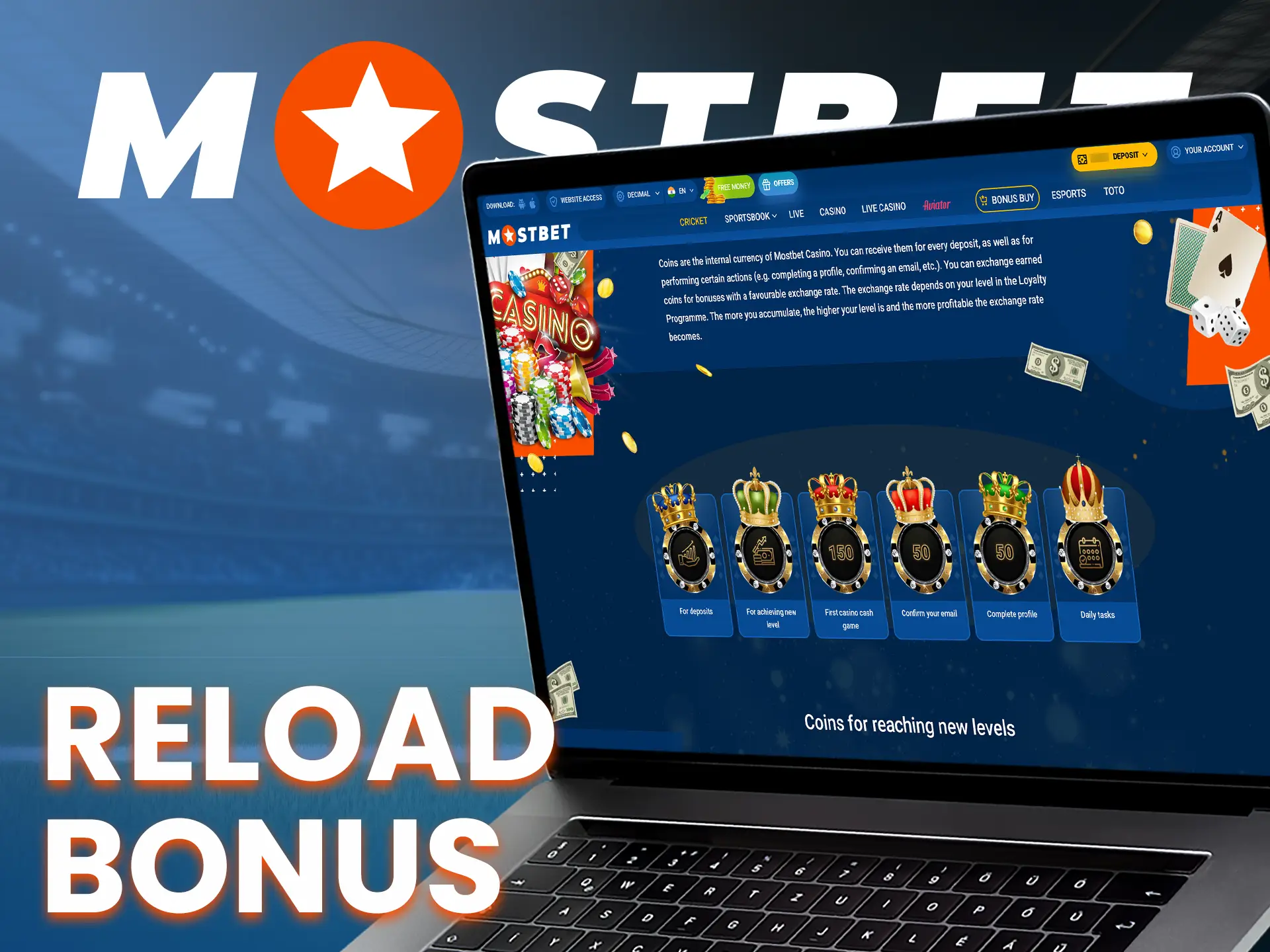 Start the week with a reload bonus from Mostbet.