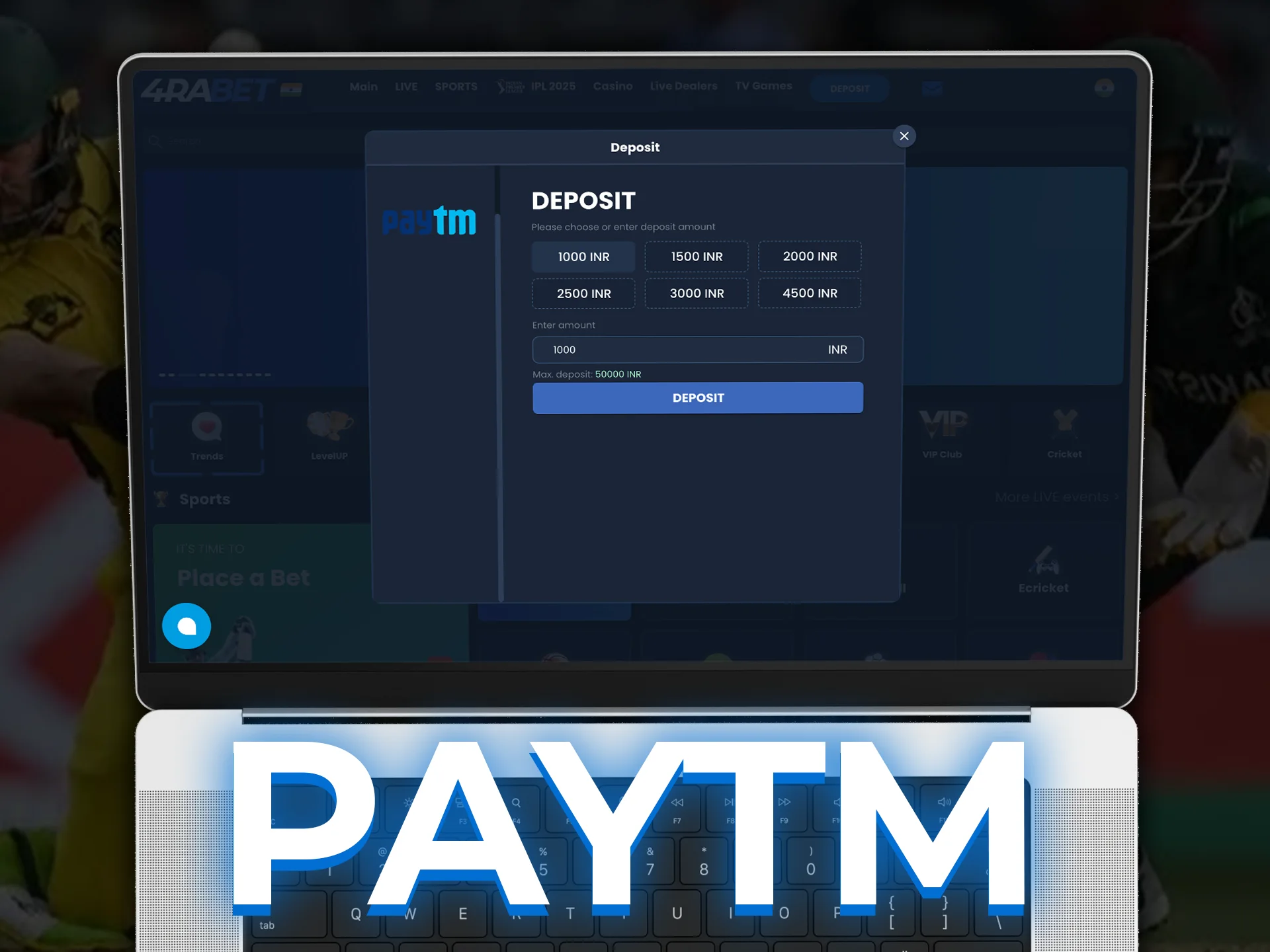 Bet on cricket and pay easily with PayTM.