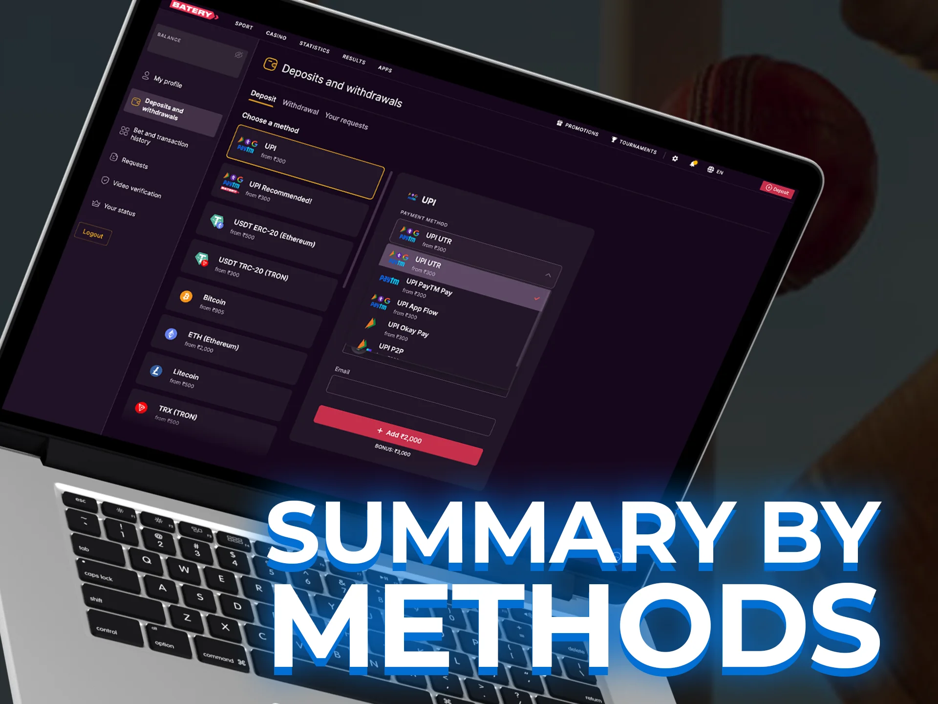 Compare payment and withdrawal methods for cricket betting.