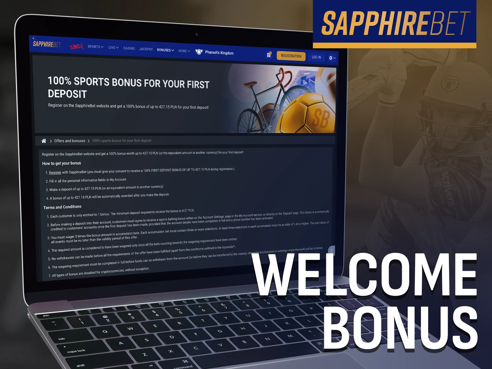 Kick off your journey with the SapphireBet welcome bonus.