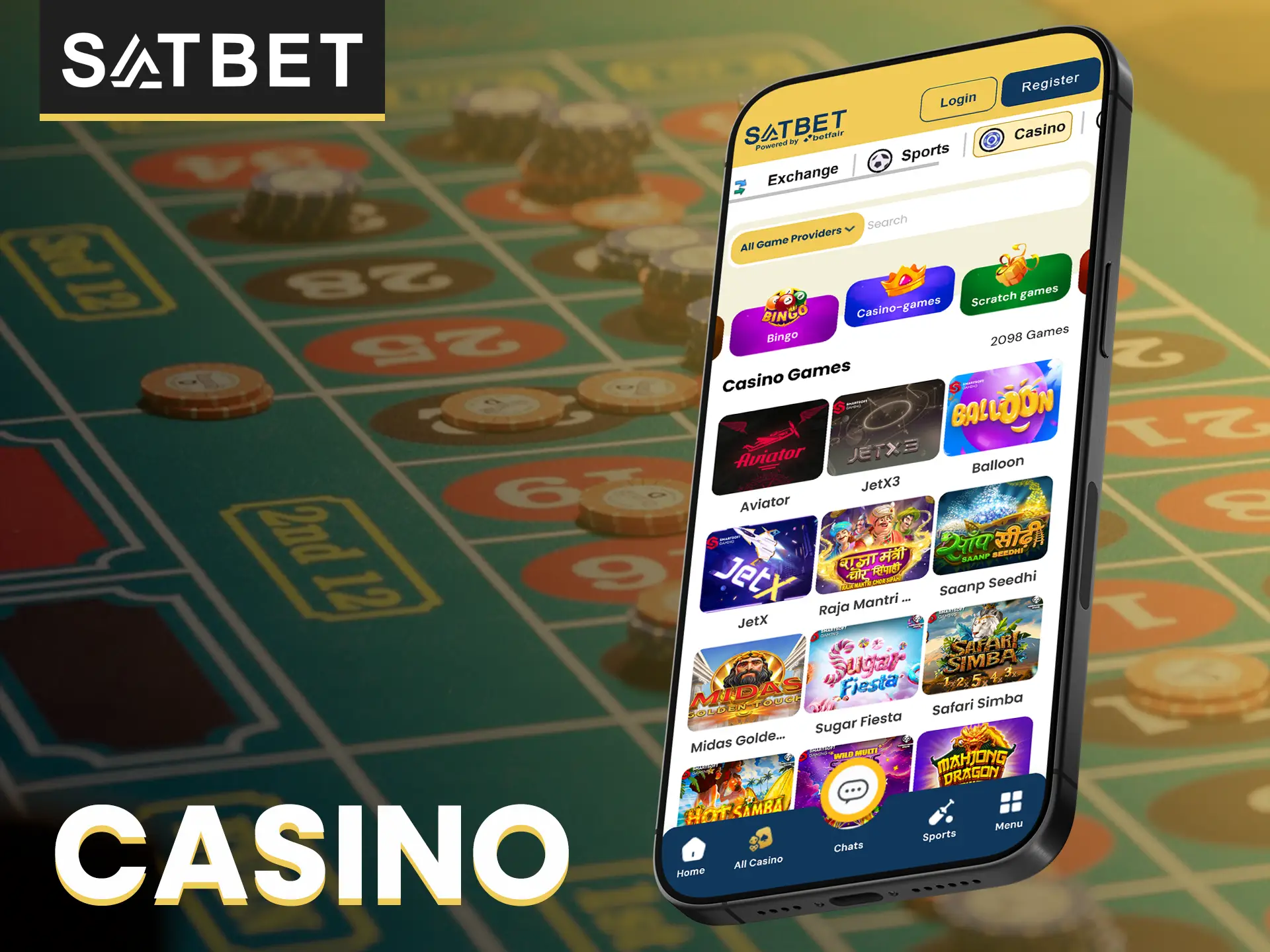 The Satbet app offers a wide selection of casino games.