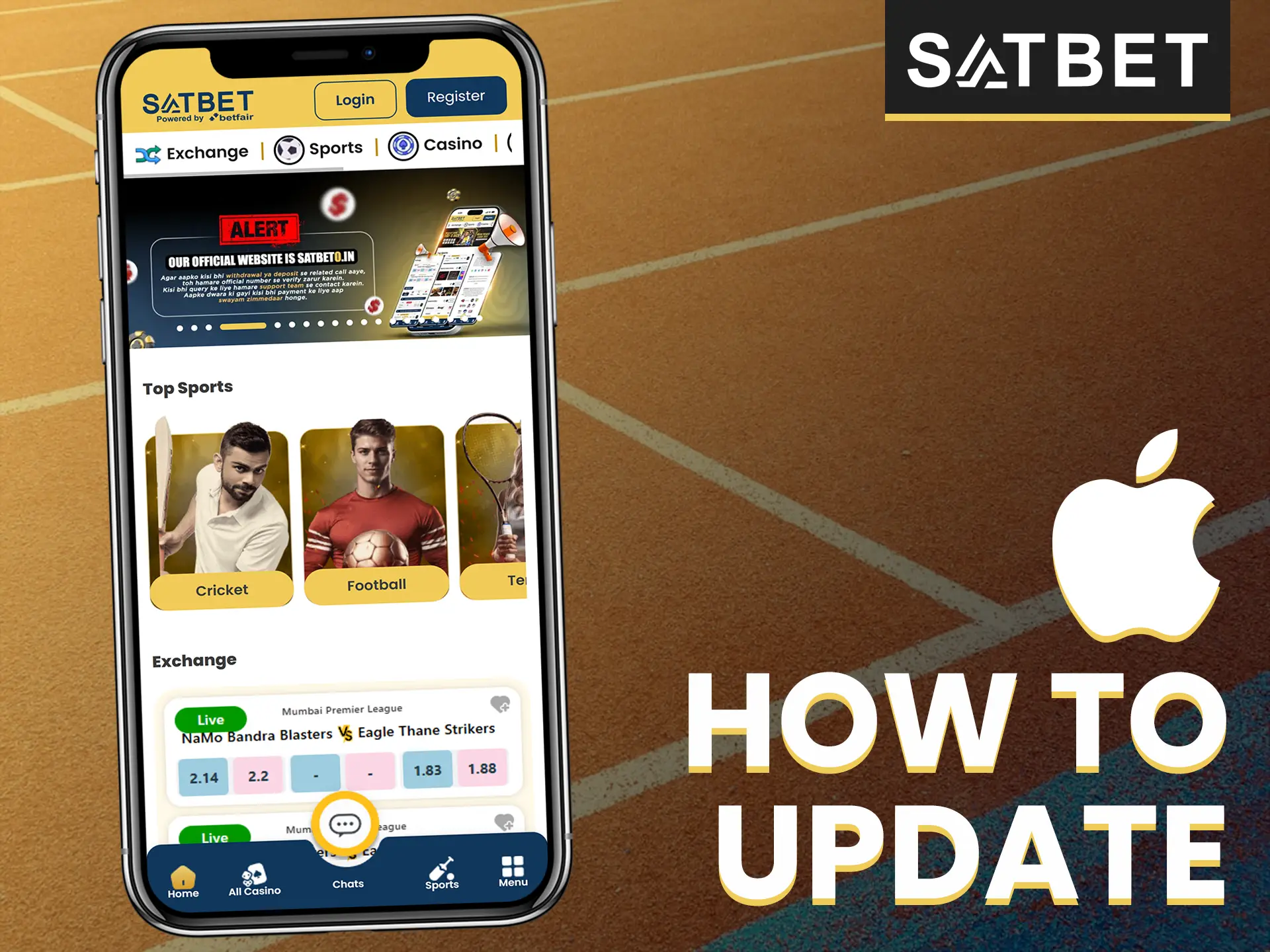 Satbet's iOS app is updated automatically when you visit the site.