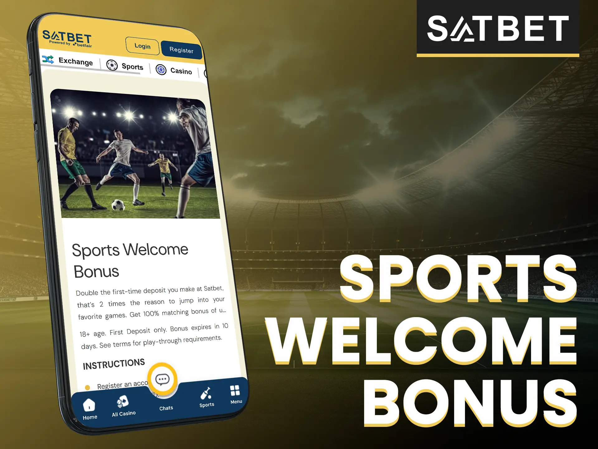 Double your first Satbet deposit for sports betting.