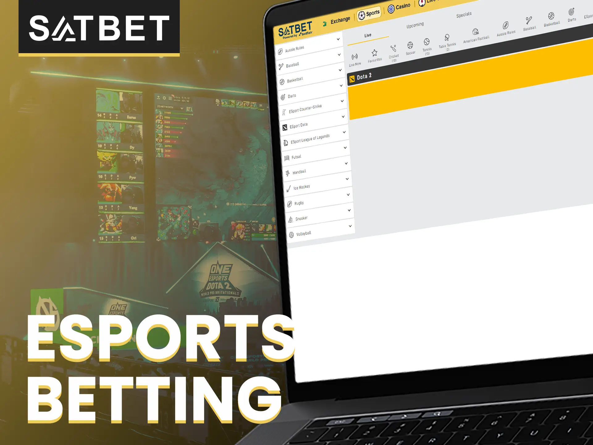 Satbet offers betting on popular esports events in India.