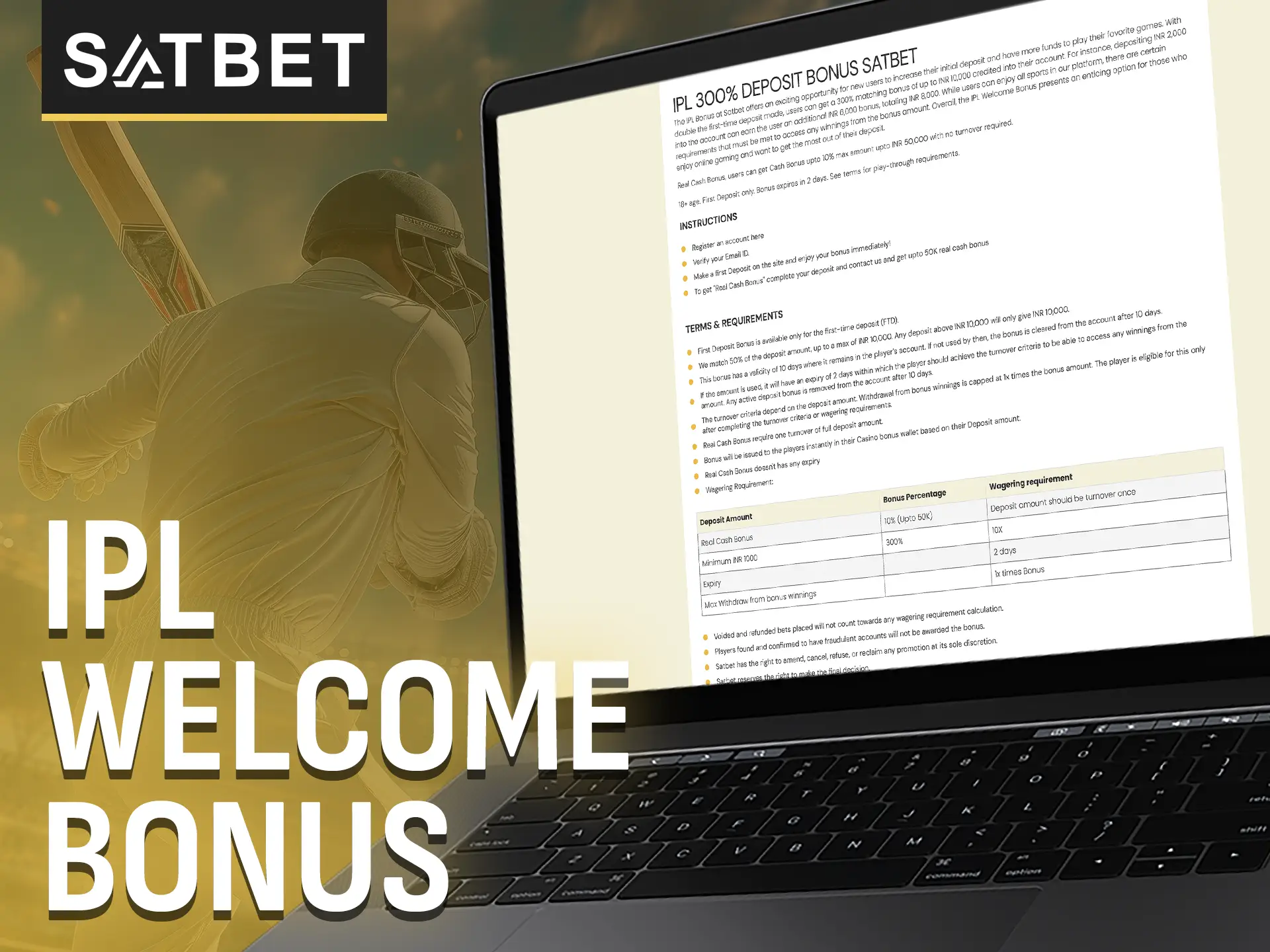 Satbet is offering a bonus for betting on IPL matches.