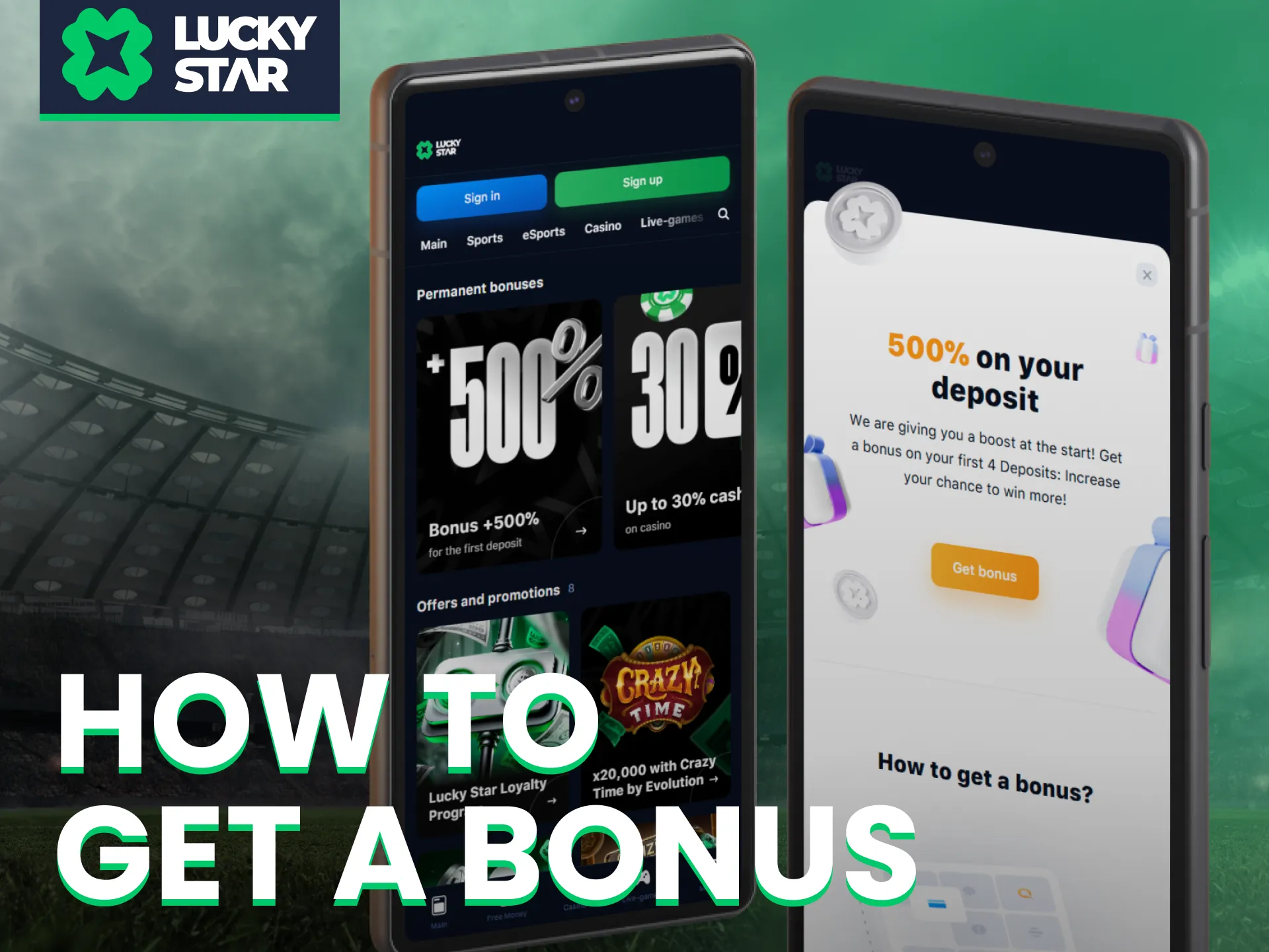 Get your welcome bonus using the Lucky Star app after signing up.