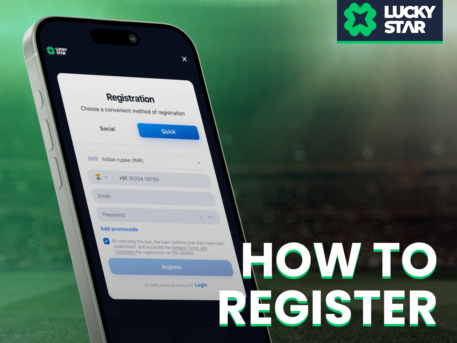 Use the Lucky Star app to register an account quickly and easily.