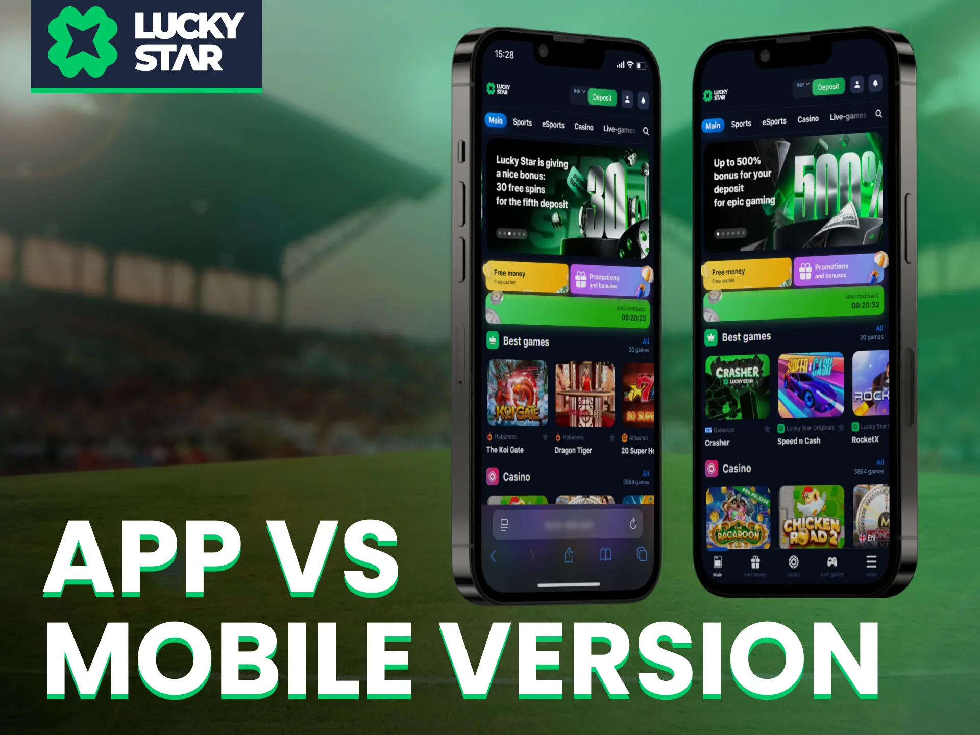 The Lucky Star app performs better than the mobile browser version.