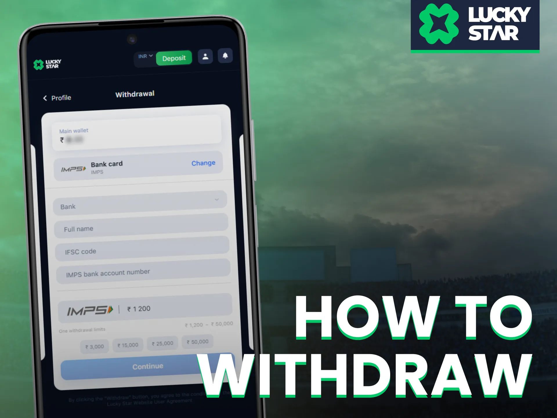 Withdraw funds securely within the Lucky Star India app after winning bets.