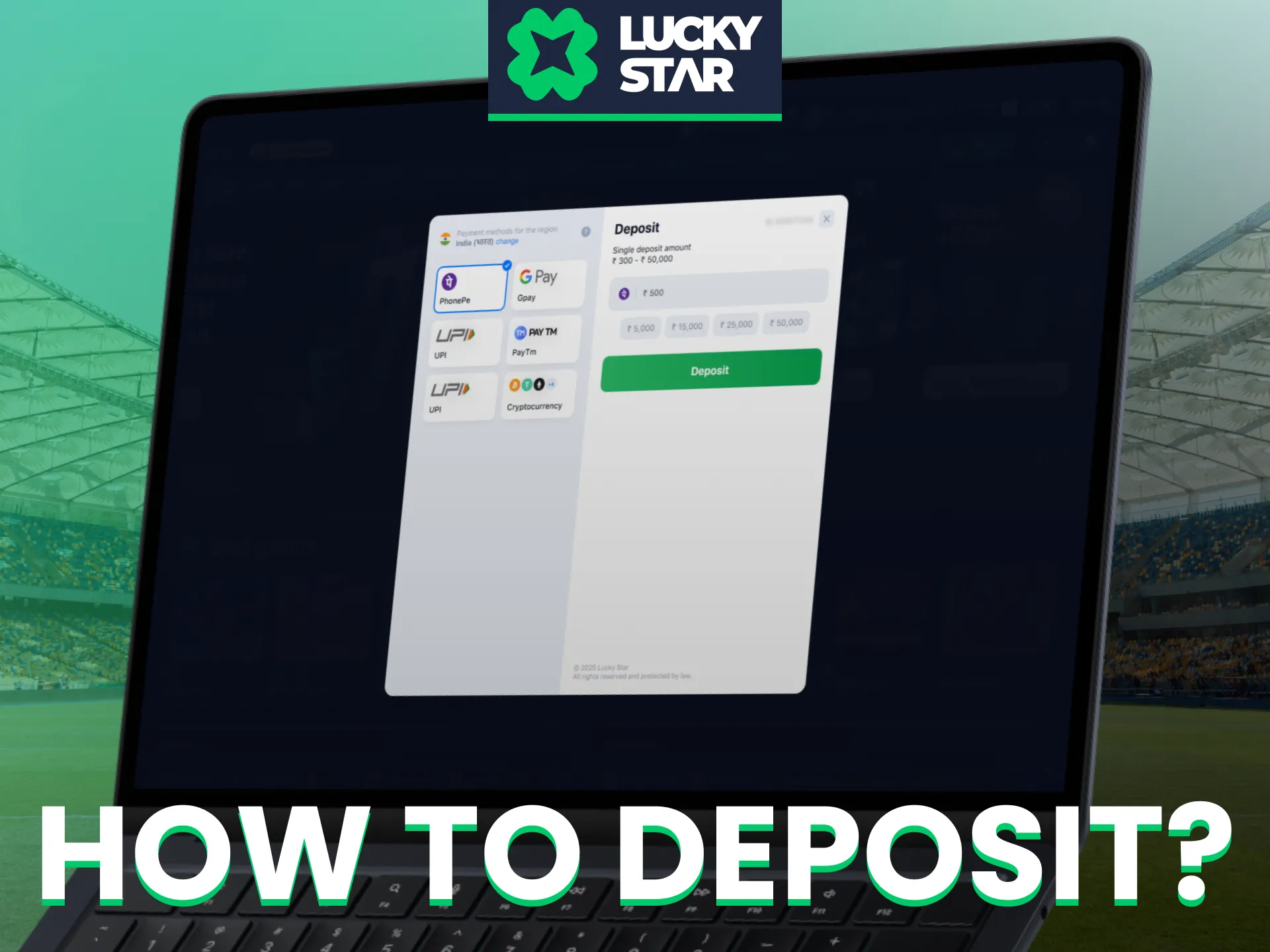 Deposit funds on Lucky Star easily using multiple payment methods available.
