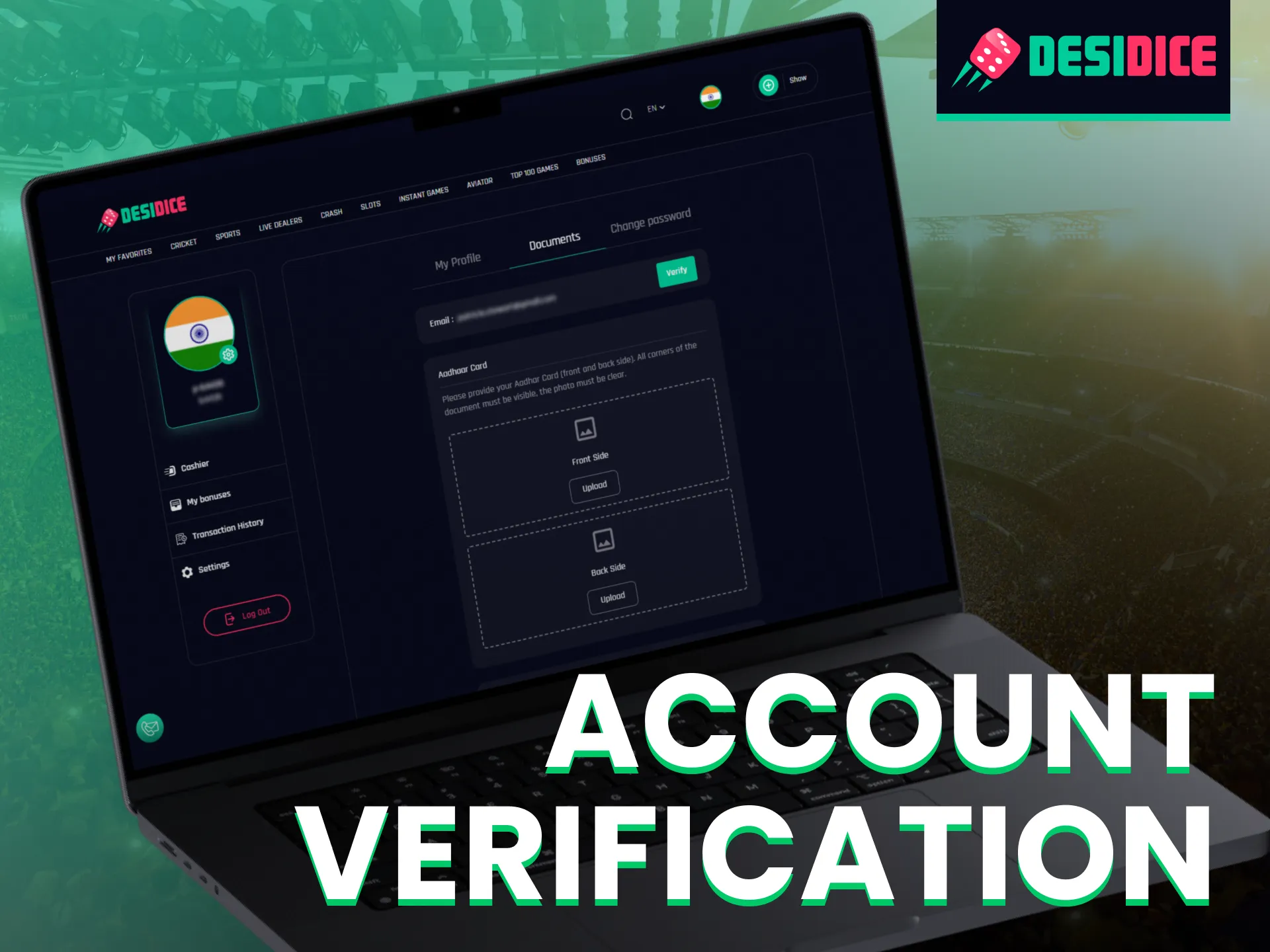 Desidice uses kyc procedure to verify player identity and protect user funds.