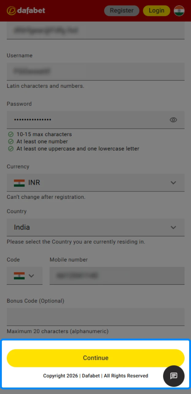 Confirming a betting app registration through email verification or SMS code entry.