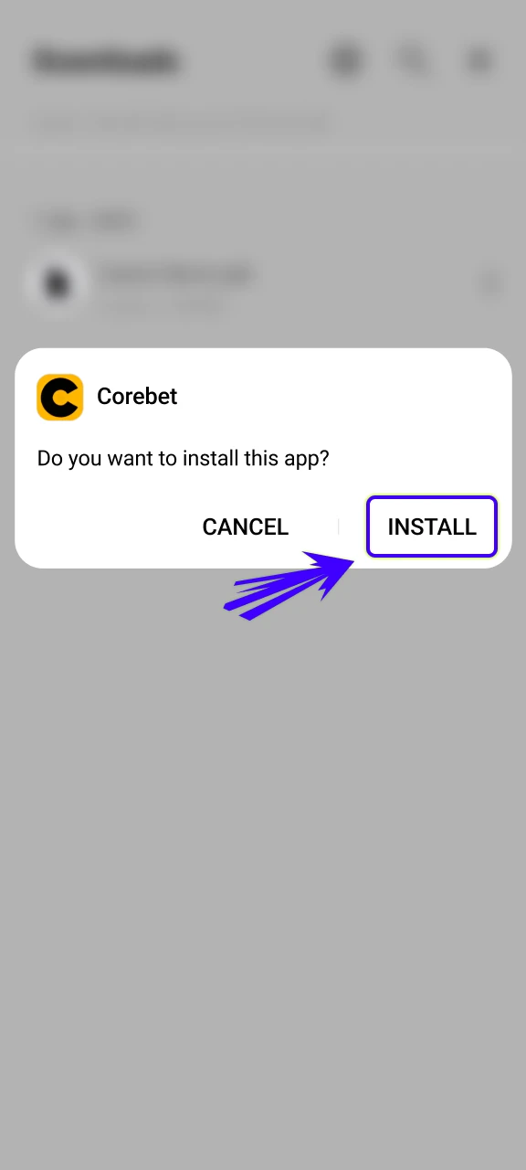 Run the Android APK file to install Crorebet on your device.