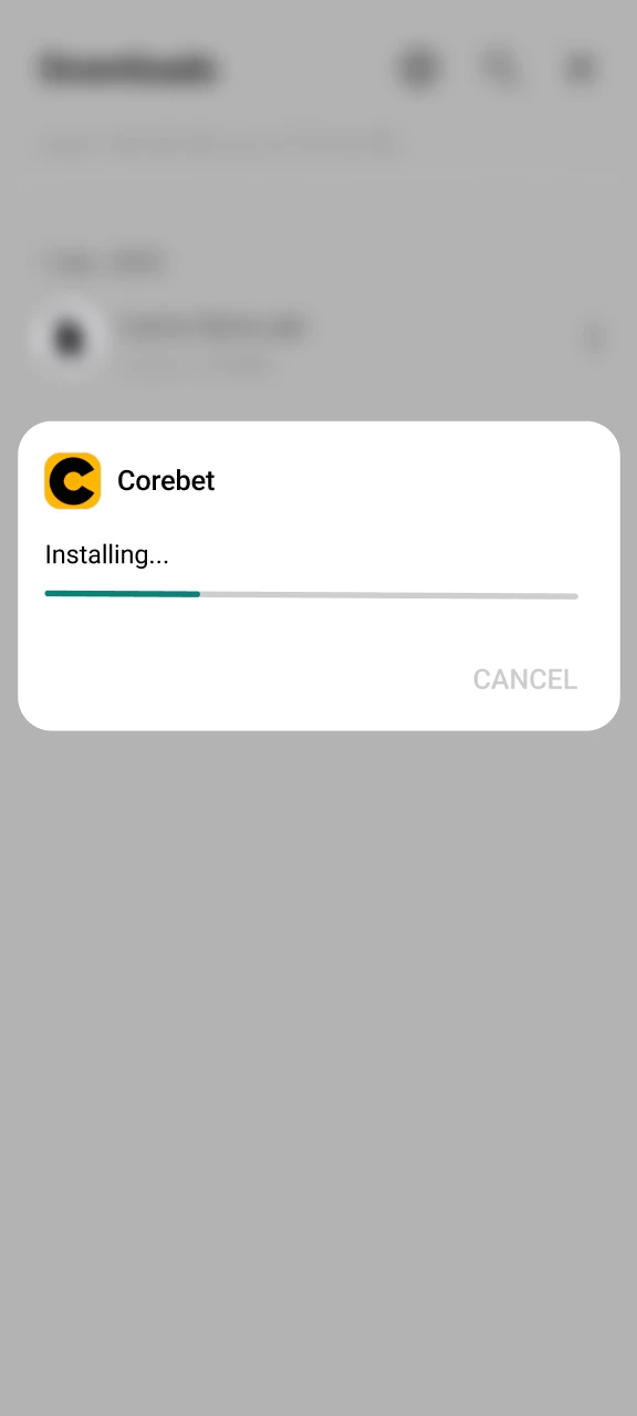 Monitor the Android installation progress for the Crorebet mobile app.