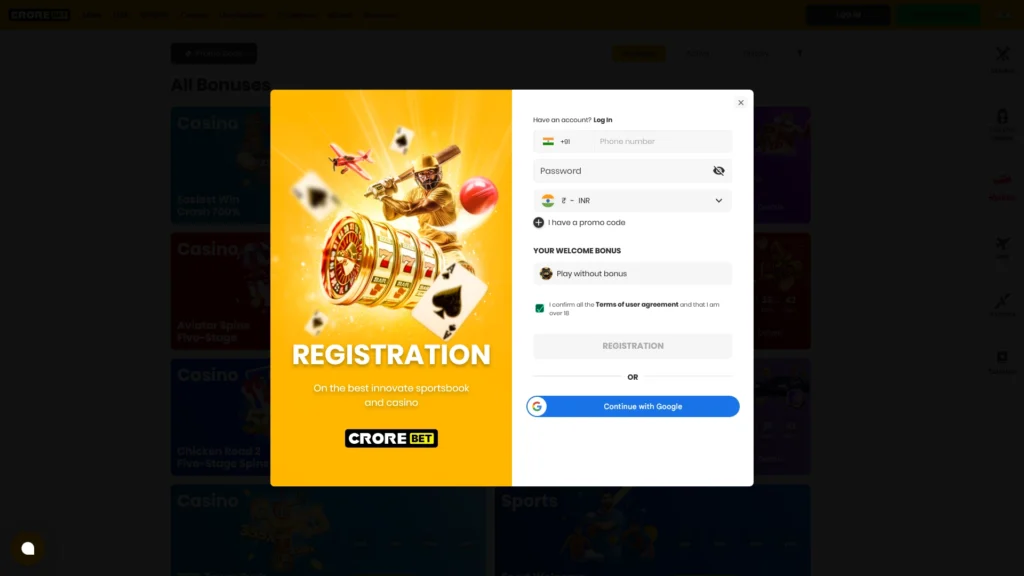 Study Crorebet registration form and join the Official Indian platform.