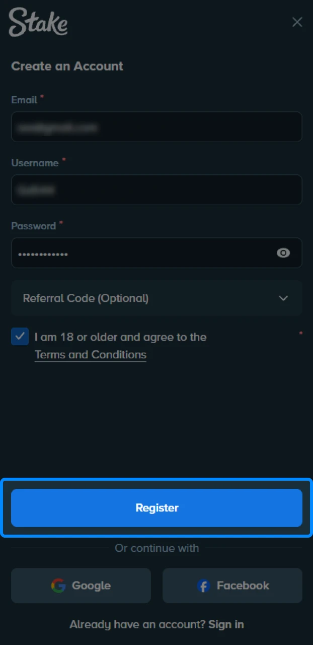 How to submit the registration form and confirm your new account in an IPL betting app.