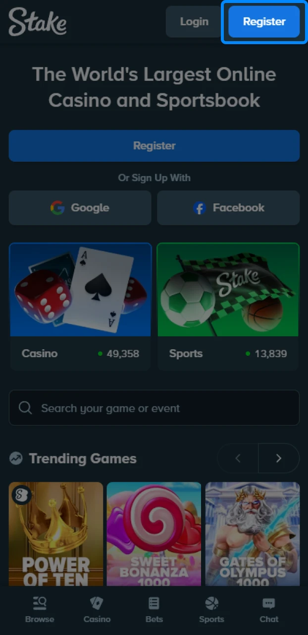 How to tap the registration button to start the sign-up process in an IPL betting app.