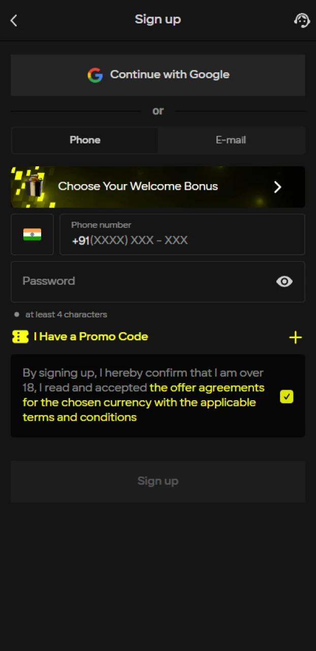 A user filling out a multi-step registration form on an IPL betting app, including fields for name, email, and mobile verification.